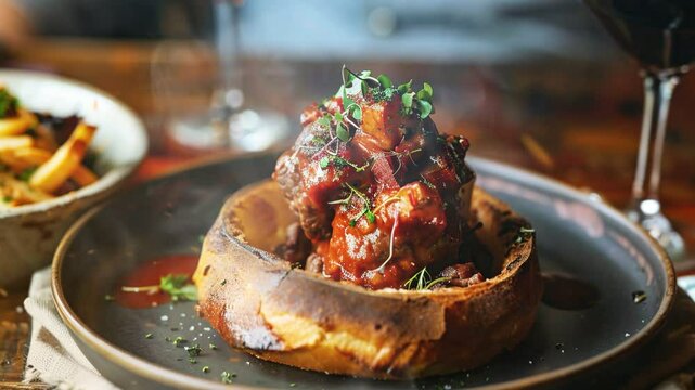 Bunny Chow on the table moves with smoke around