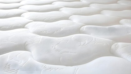 Obraz premium Close-up of a soft pillow-top mattress with crisp white linens, inviting comfort and relaxation