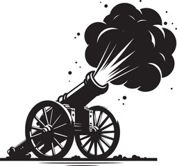 Fototapeta premium Old War Cannon silhouette vector illustration isolated on a white background