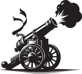 Fototapeta premium Old War Cannon silhouette vector illustration isolated on a white background