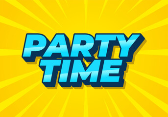 Party time. Text effect in 3D look with eye catching colors
