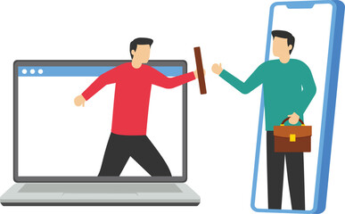 Control of employee work and processes in the context of remote work arrangements. Remote communication. Modern flat vector illustration.
