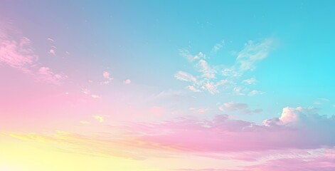 Dreamy Pastel Sky with Clouds and Copy Space
