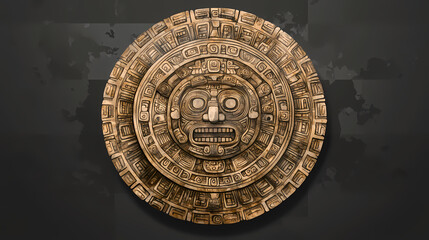Illustration of mayan calendar, isolated on transparent png background, generative ai. Mayan Ritual. Illustration