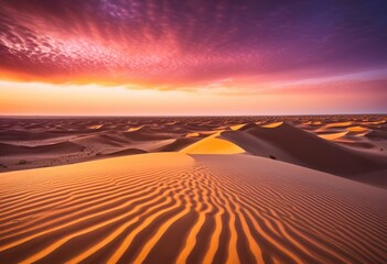 Naklejka premium captivating landscape magnificent sand dunes bathed soft warm sunset light creating breathtaking natural beauty, aesthetic, atmosphere, chromatic, cloud