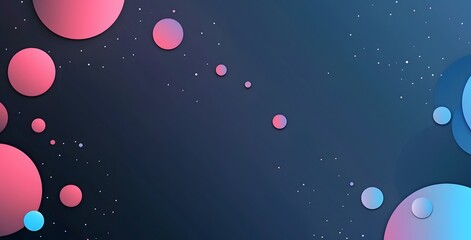Abstract Dark Gradient Background With Blue Pink Circles