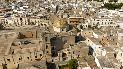Aerial view of the Church of Santa Maria di Costantinopoli located in Manduria, in the province of...