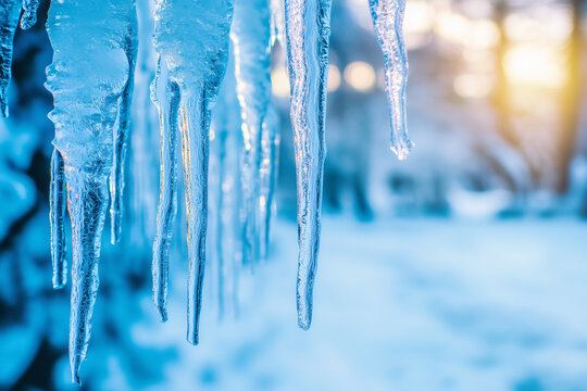 Icicles hang from tree branches