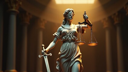 Statue of Lady Justice, Symbol of Law and Justice, Goddess Themis, Fairness and Legal Concepts