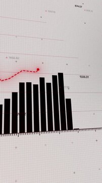 Digital animation depicting fluctuating financial trends, showcasing decreased profits and increased losses, animated motion graphs, cryptocurrency and trading data analysis.