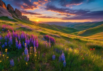Obraz premium stunning hdr landscape lively landform textures capturing richness vibrant details every element, aesthetic, backdrop, breathtaking, bright, colors