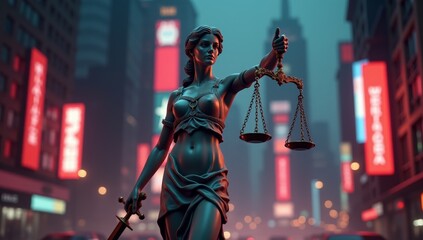 Statue of Lady Justice, Symbol of Law and Justice, Goddess Themis, Fairness and Legal Concepts
