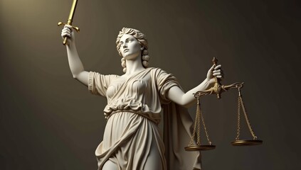 Obraz premium Statue of Lady Justice, Symbol of Law and Justice, Goddess Themis, Fairness and Legal Concepts