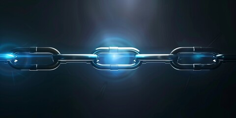 Obraz premium Abstract background with chain elements and dark horizontal glowing line, minimalistic design, high-tech style, sleek look.