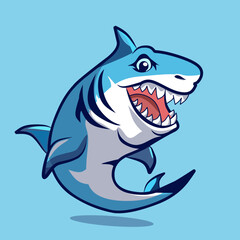 Cartoon Shark Illustration with Sharp Teeth