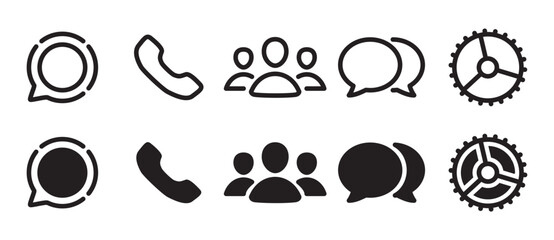 Icon set for chat, updates, story, channels, communities on social media, icons of social media applications on transparent background in vector form. Chat icon set. Eps10 