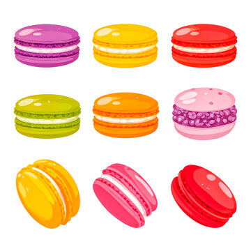 Illustration of macarons on white background.