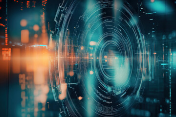 Fototapeta premium Exploring the depths of digital innovation with vibrant data streams and futuristic technology elements. Generative AI