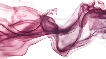 Abstract burgundy smoke wavy lines curling isolated on transparent background