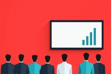 Obraz premium Business growth meeting with focus on profitability and scaling, flat design illustration