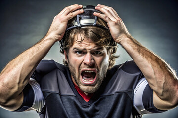 Frustration is evident as football player expresses his emotions after missed opportunity