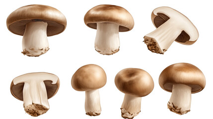 Mushrooms isolated on a white background showcasing fresh, edible boletus with a natural and healthy appeal