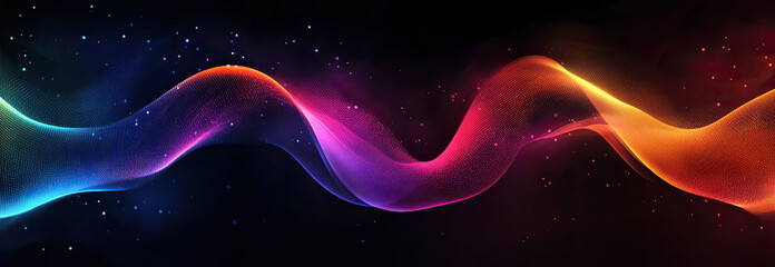 Colorful wave pattern on dark cosmic background