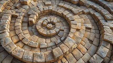 Fototapeta premium Up close display of stonemasonry skills showcases the precision and artistry of architecture. The stones that perfectly fit together without mortar symbolize creativity and the architect's ingenuity