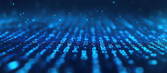 Luminescent blue binary digital ocean perspective field