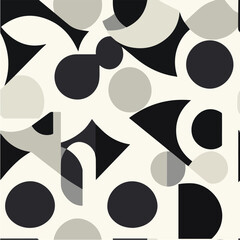 Minimalist seamless pattern with overlapping circles and triangles