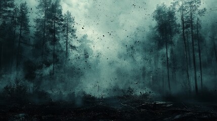 The streamlined black background designed for modern horror themed demonstrations creates a minimalist and intense atmosphere. Subtle lighting adds a sense of mystery, evoking suspense and tension