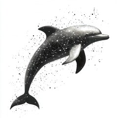 Obraz premium Abstract illustration of a dolphin with constellation lines.