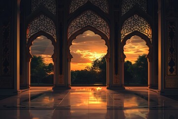 Fototapeta premium Ramadan-themed designs arch architecture building.