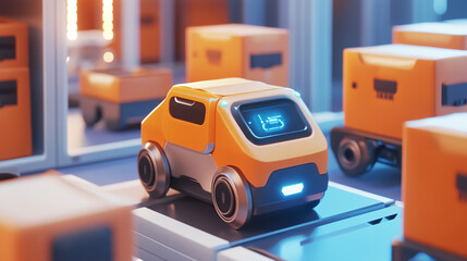  A robotic warehouse worker sorting and packing items. 