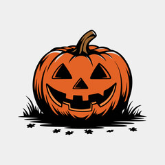 Orange funny Halloween pumpkin vector illustration isolated on a solid background