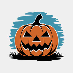 Orange funny Halloween pumpkin vector illustration isolated on a solid background