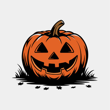 Orange funny Halloween pumpkin vector illustration isolated on a solid background