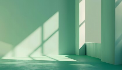 Obraz premium Minimalist Green Room with Light and Shadow