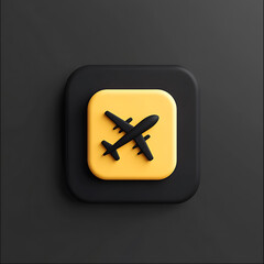 Fototapeta premium Yellow and Black Airplane Icon for Travel App 