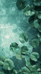 Fototapeta premium Tropical leaves floating in a pool of water