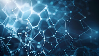 Obraz premium Science and technology backdrop.Polygonal pattern.Futuristic networking and big data.Close up image of cubes mesh and waves abstract background