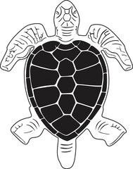 Fototapeta premium Little turtle vector design handmade silhouette. 