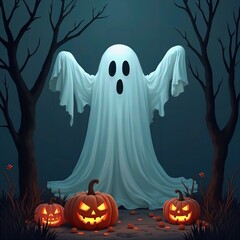 Spooky Halloween Ghost Scene