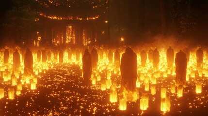 Obraz premium Spirits Awaken: Haunting Ancient Chinese Lantern Festival of Dark Mythology