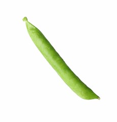 One green fresh pea pod isolated on white