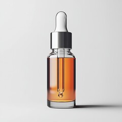 Fototapeta premium Essential oil dropper bottle, perfect for wellness and skincare, against a white isolated background.