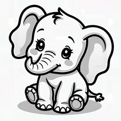 Obraz premium Cute Baby Elephant Coloring Page