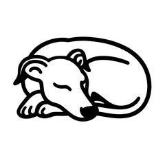  Outline Illustration of a Sighthound Dog Sleeping | Whippet, Greyhound, Italian Greyhound, Lurcher
