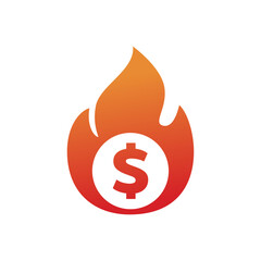 Fast cash money, Money fire burn logo.
