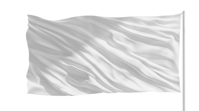 Blank white waving flag with pole